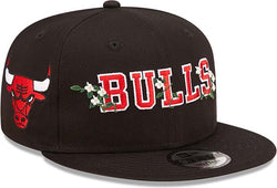 Chicago Bulls Flower Wordmark Black 9FIFTY Snapback Cap