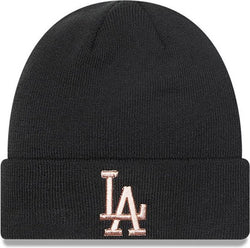 New Era LA Dodgers Metallic Logo Womens Black Cuff Beanie Hat