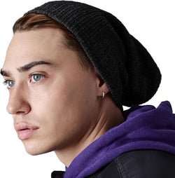 Beechfield Zware maat Slouch Beanie (Zwart)