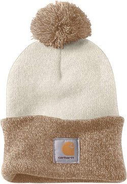 Carhartt Knit Pom-Pom Cuffed Winter White Beanie