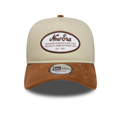 New Era Oval Patch Suede Cream 9FORTY E-Frame Trucker Adjustable Cap