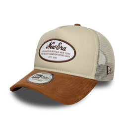 New Era Oval Patch Suede Cream 9FORTY E-Frame Trucker Adjustable Cap
