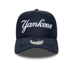 New Era New York Yankees MLB Script Navy 9FORTY A-Frame Trucker Adjustable Cap