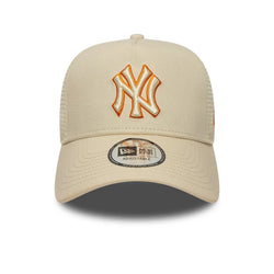 New Era New York Yankees MLB Outline Cream 9FORTY E-Frame Trucker Adjustable Cap