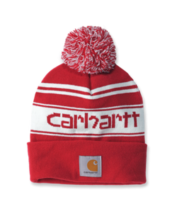 Carhartt Muts Knit Cuffed Logo Beanie Red/Winter White Marl