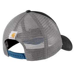 Carhartt Canvas Mesh-Back Logo Graphic Cap Black/Dark Horizon Blue