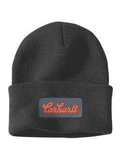 Carhartt Knit Cuffed Script Patch Beanie - Black