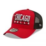 New Era Chicago Bulls Wordmark Graphic Red A-Frame Trucker Cap