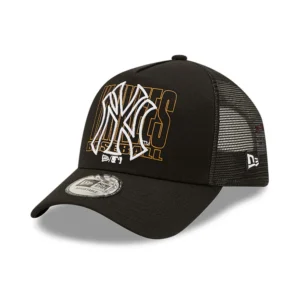 New Era New York Yankees Logo Black A-Frame Trucker Cap