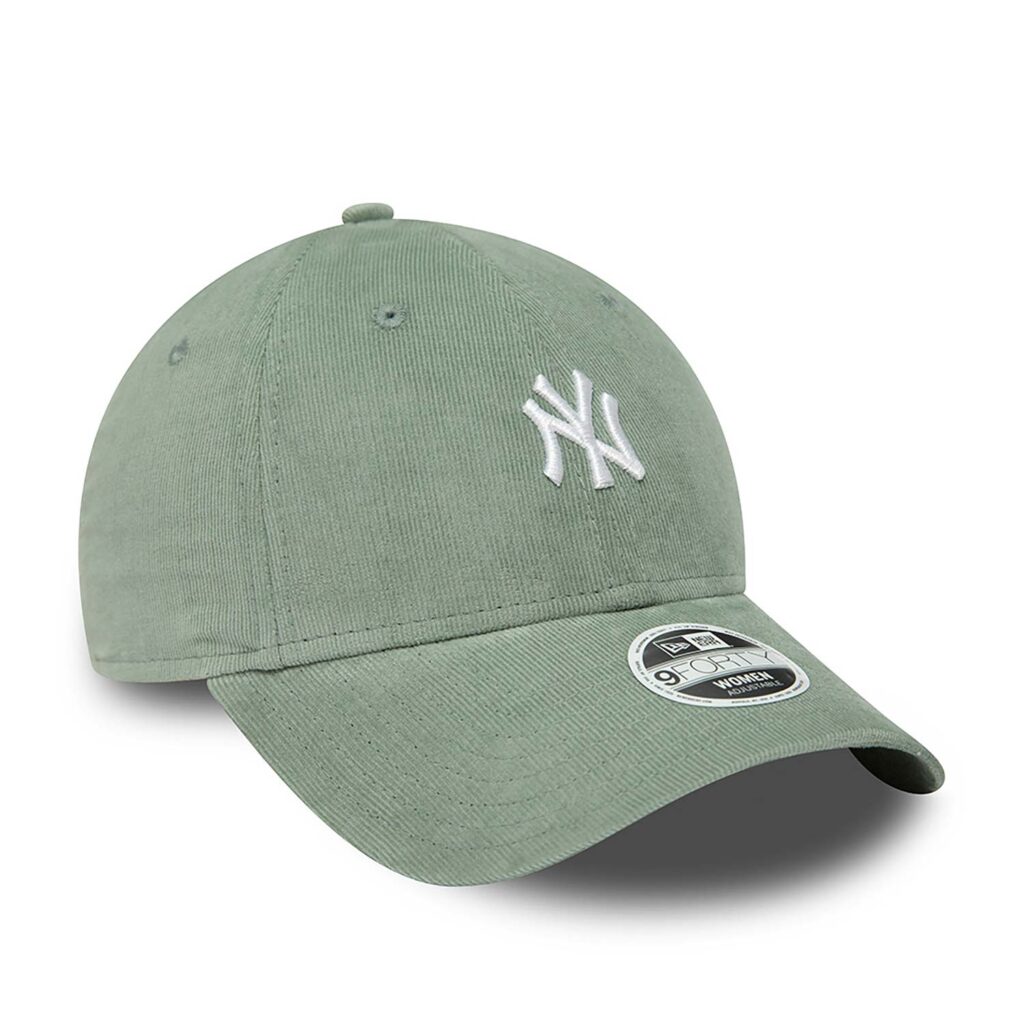New York Yankees Womens Cord Mini Logo Medium Green 9FORTY Cap