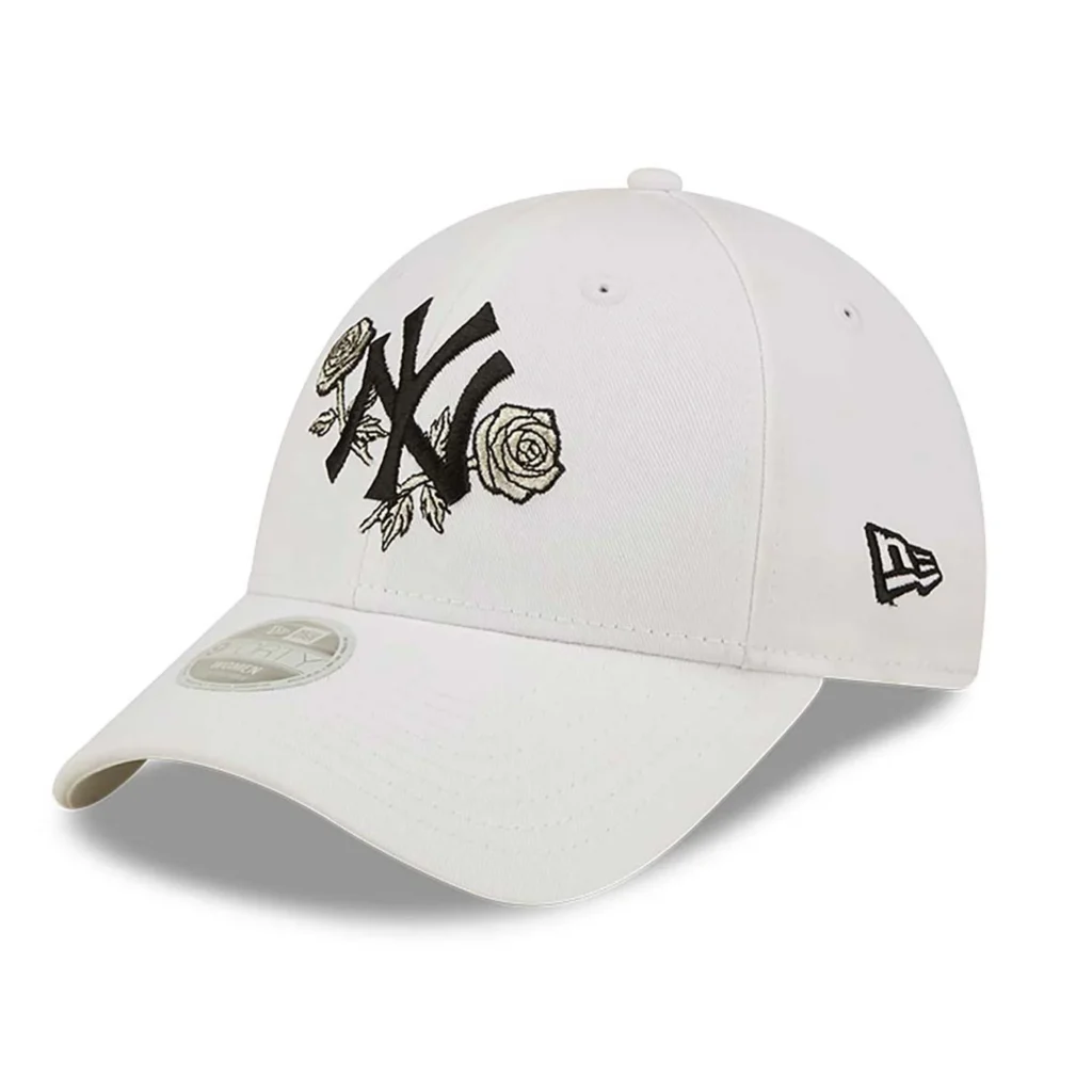 New York Yankees Womens Floral Metallic White 9FORTY Cap