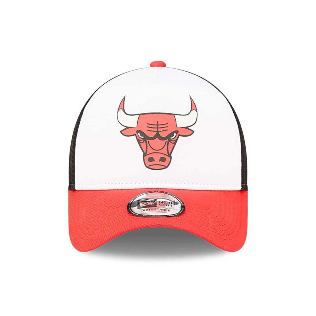 Chicago Bulls Team Color Block White A-Frame Trucker Cap-center