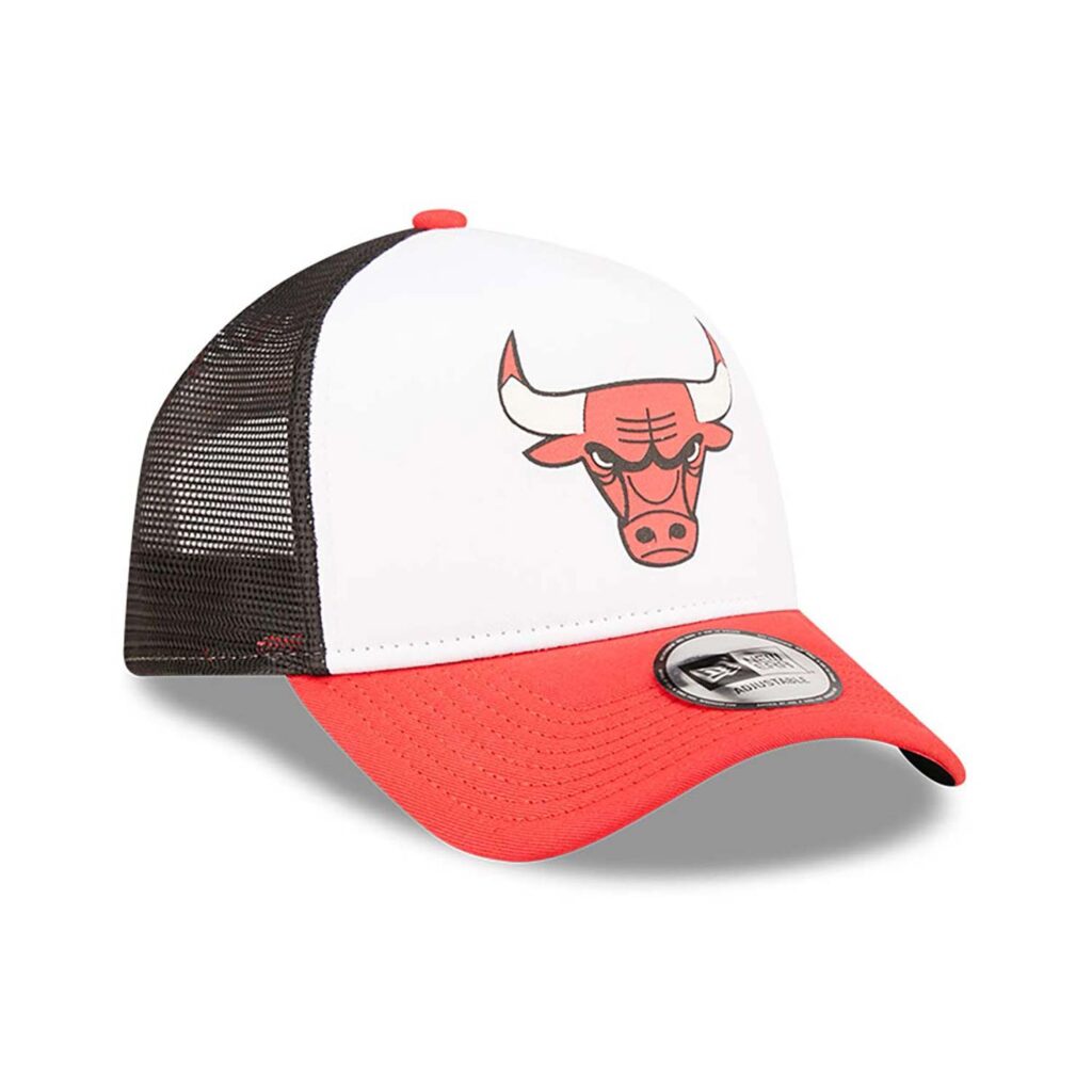 Chicago Bulls Team Color Block White A-Frame Trucker Cap-right